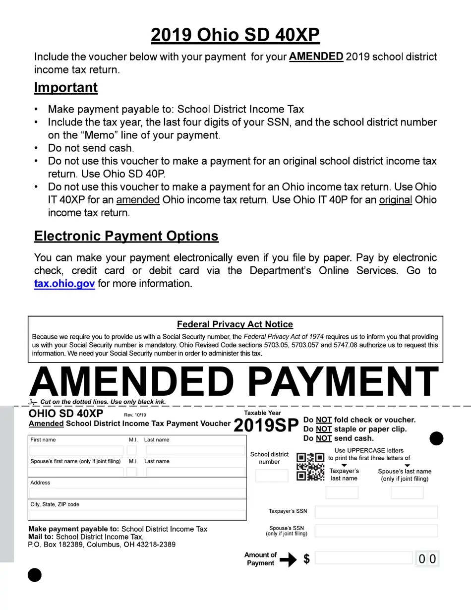 Form SD40XP 2019 Fill Out, Sign Online and Download Fillable PDF, Ohio Templateroller