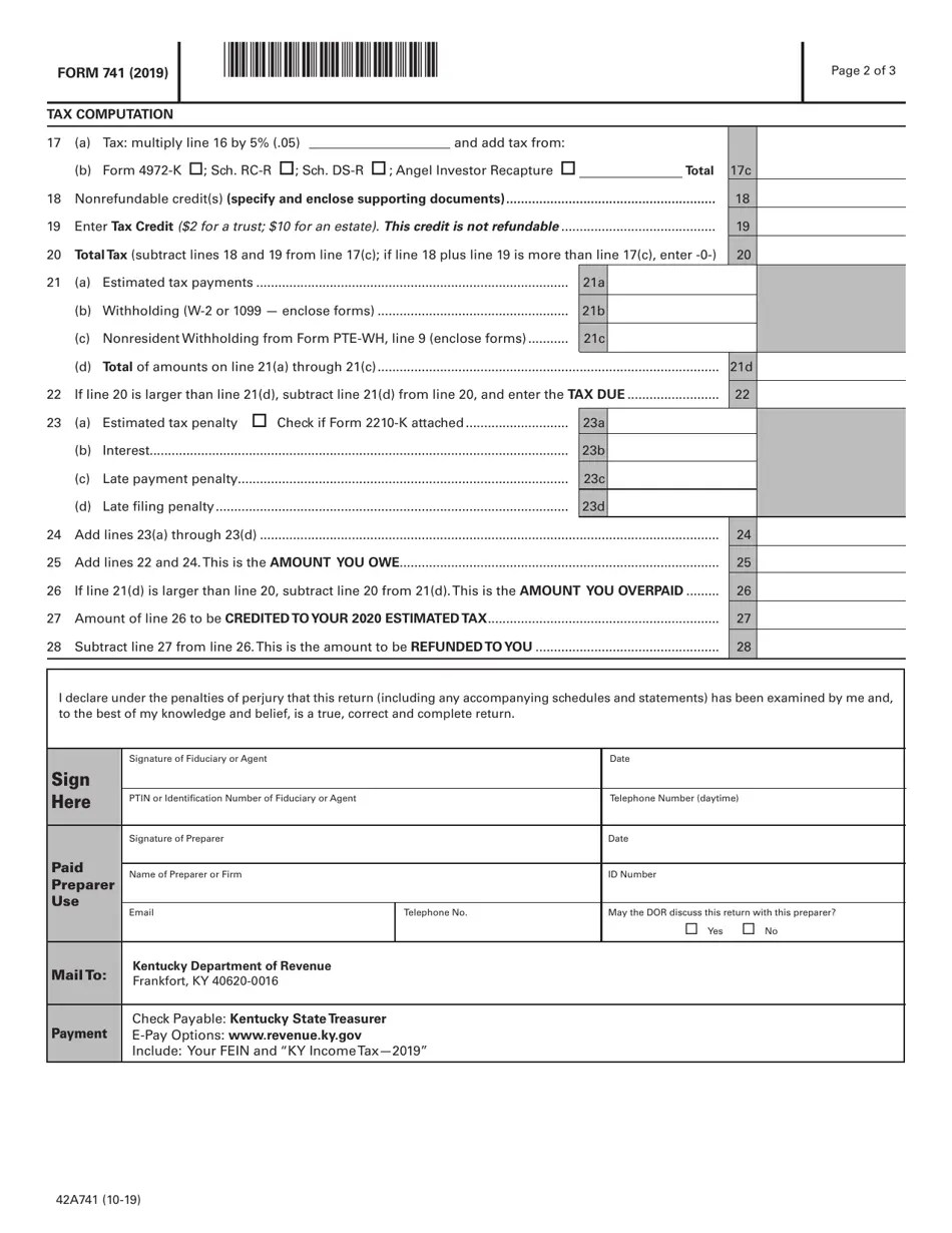 Form 741 2019 Fill Out, Sign Online and Download Fillable PDF