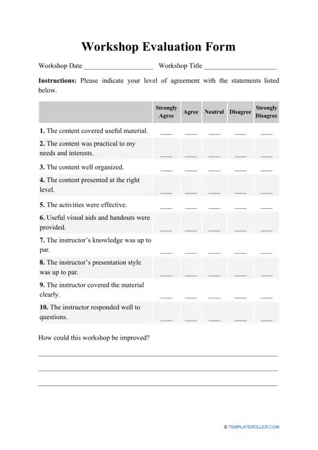 Evaluation Form Download Printable PDF Templateroller