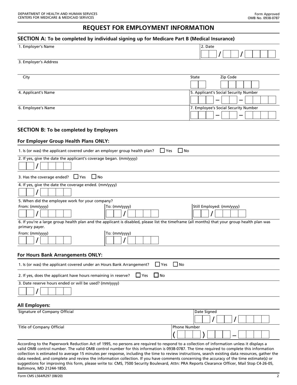 Form CMS L564 Download Fillable PDF or Fill Online Request for