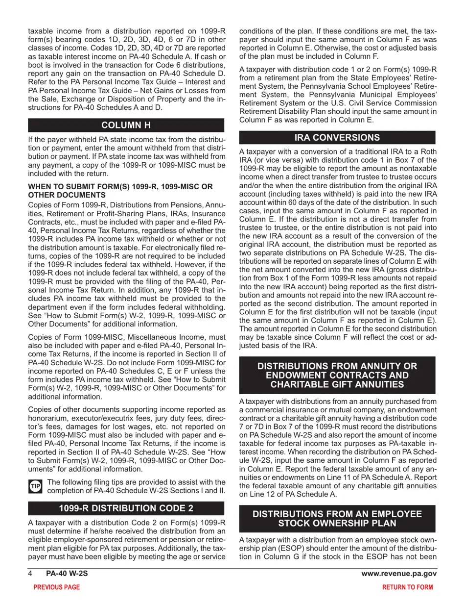 Form PA40 Schedule W2S Download Fillable PDF or Fill Online Wage