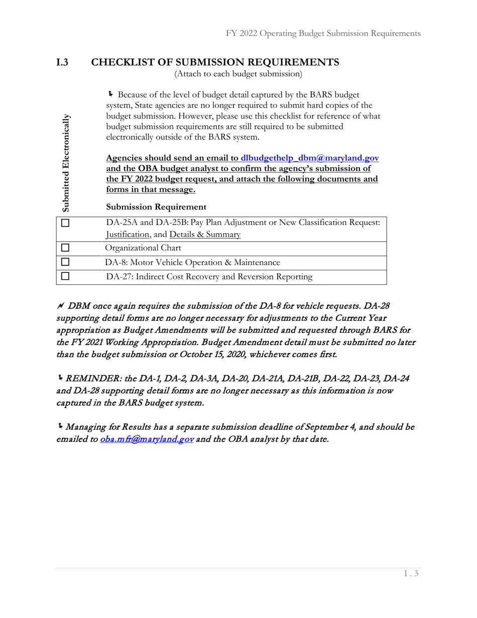 2022 Maryland Checklist of Submission Requirements Fill Out, Sign