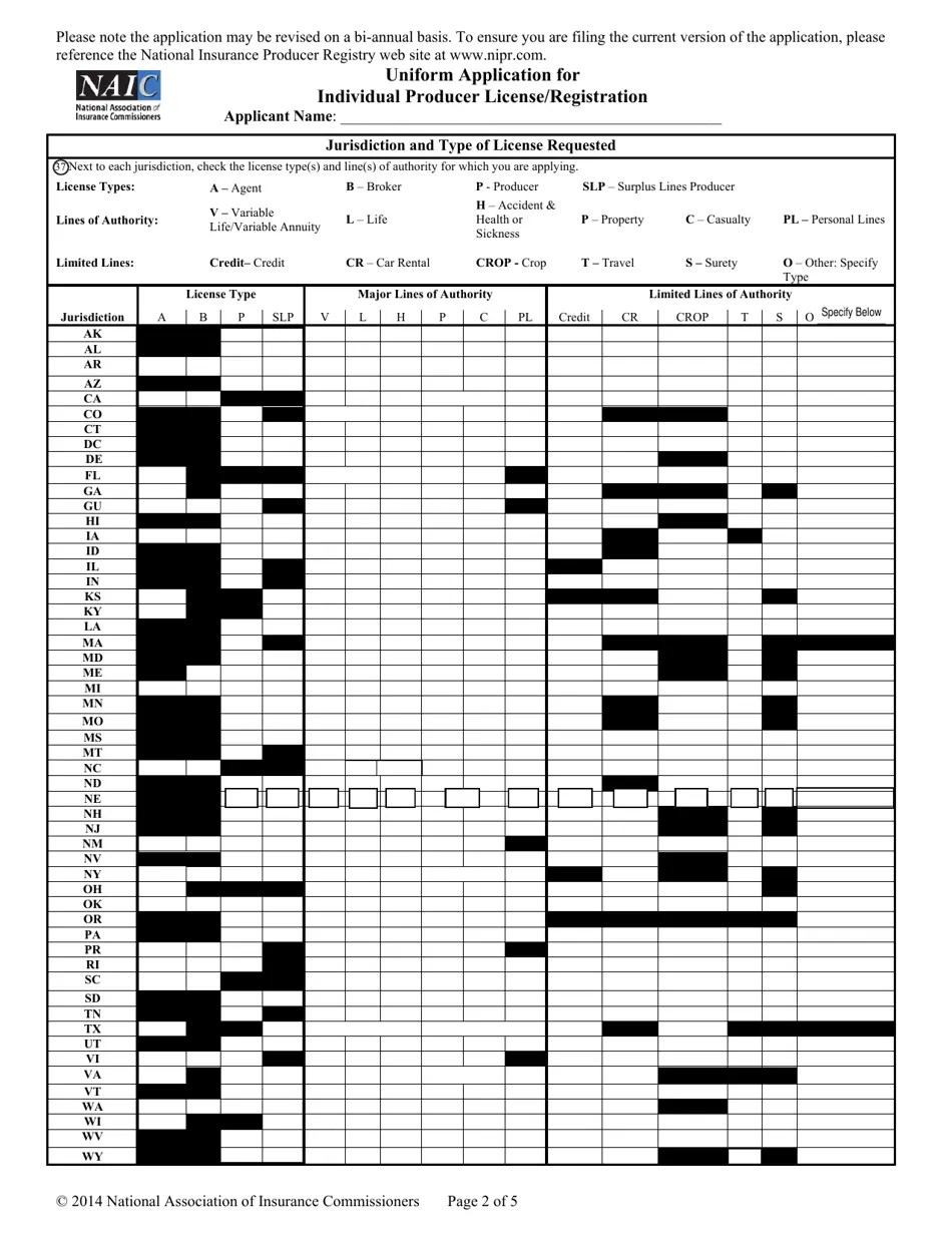 Nebraska Uniform Application for Individual Producer License