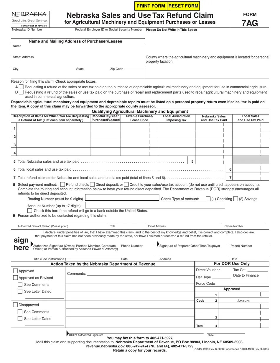 Form 7AG Fill Out, Sign Online and Download Fillable PDF, Nebraska
