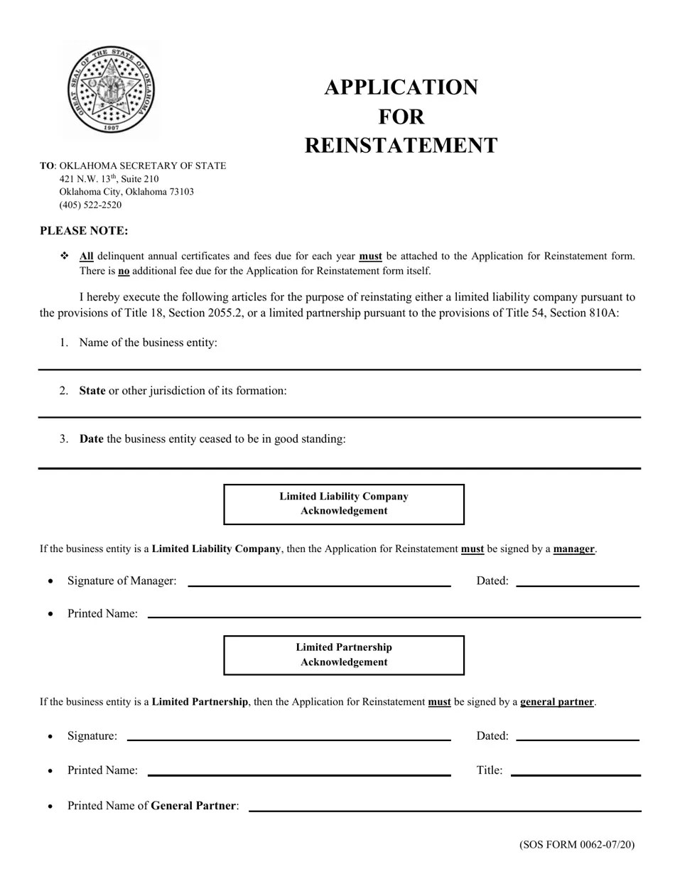 SOS Form 0062 Fill Out, Sign Online and Download Fillable PDF
