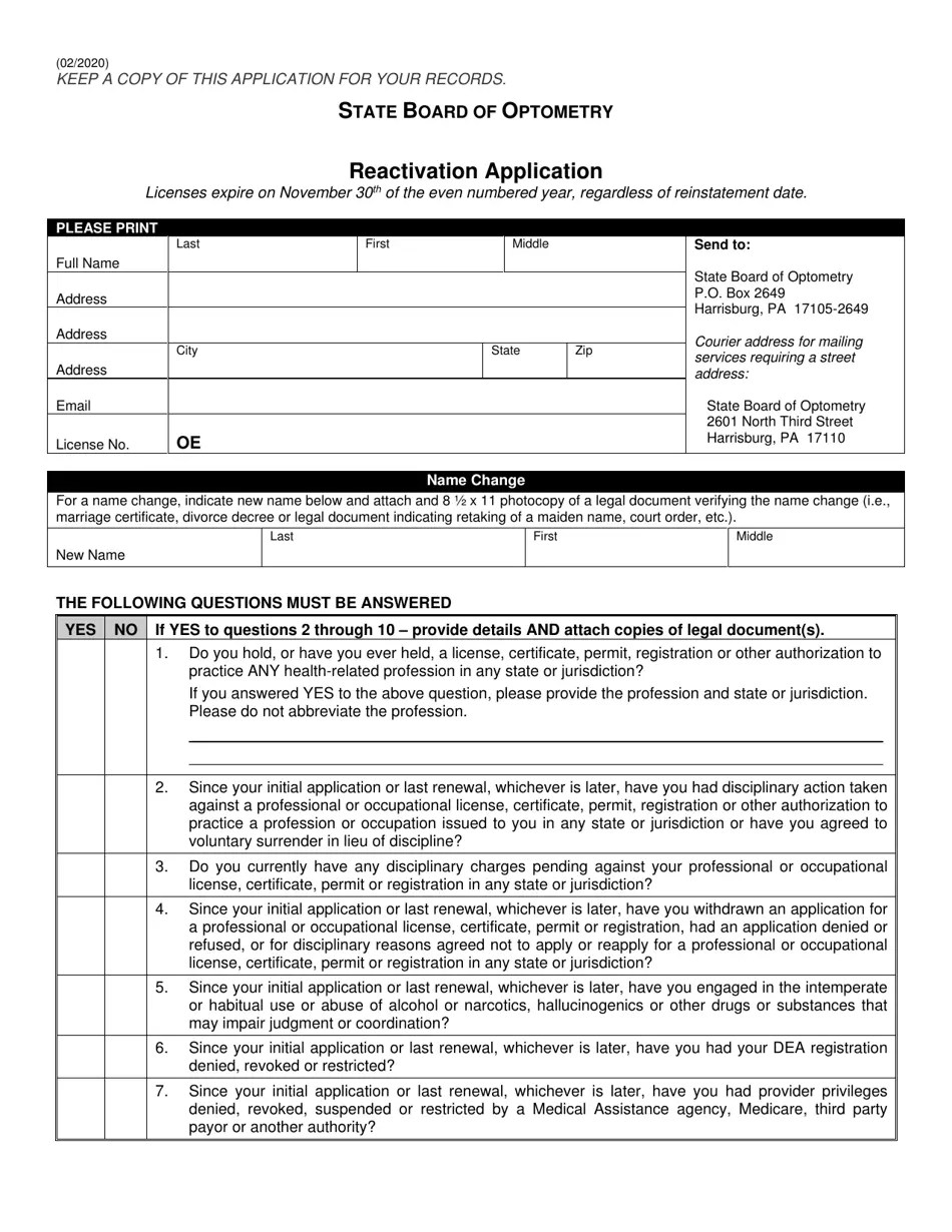 Pennsylvania Reactivation Application Fill Out, Sign Online and