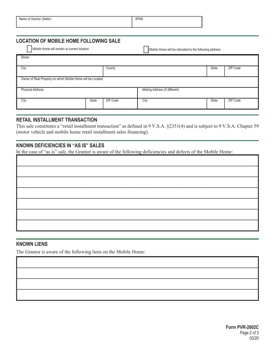 VT Form PVR2602C Fill Out, Sign Online and Download Fillable PDF