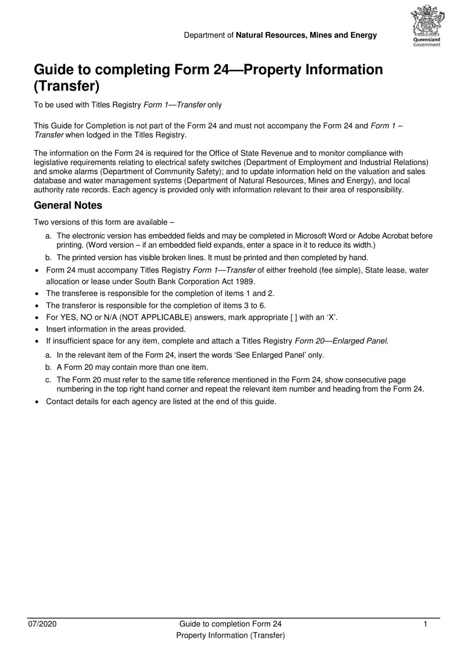 Download Instructions for Form 24 Property Information (Transfer) PDF Templateroller