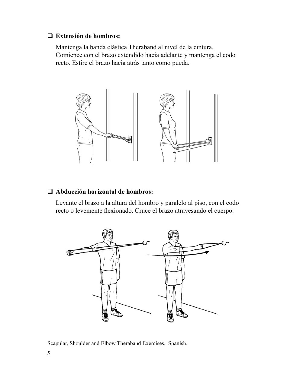 Scapular Shoulder and Elbow Theraband Exercise Chart Download Printable
