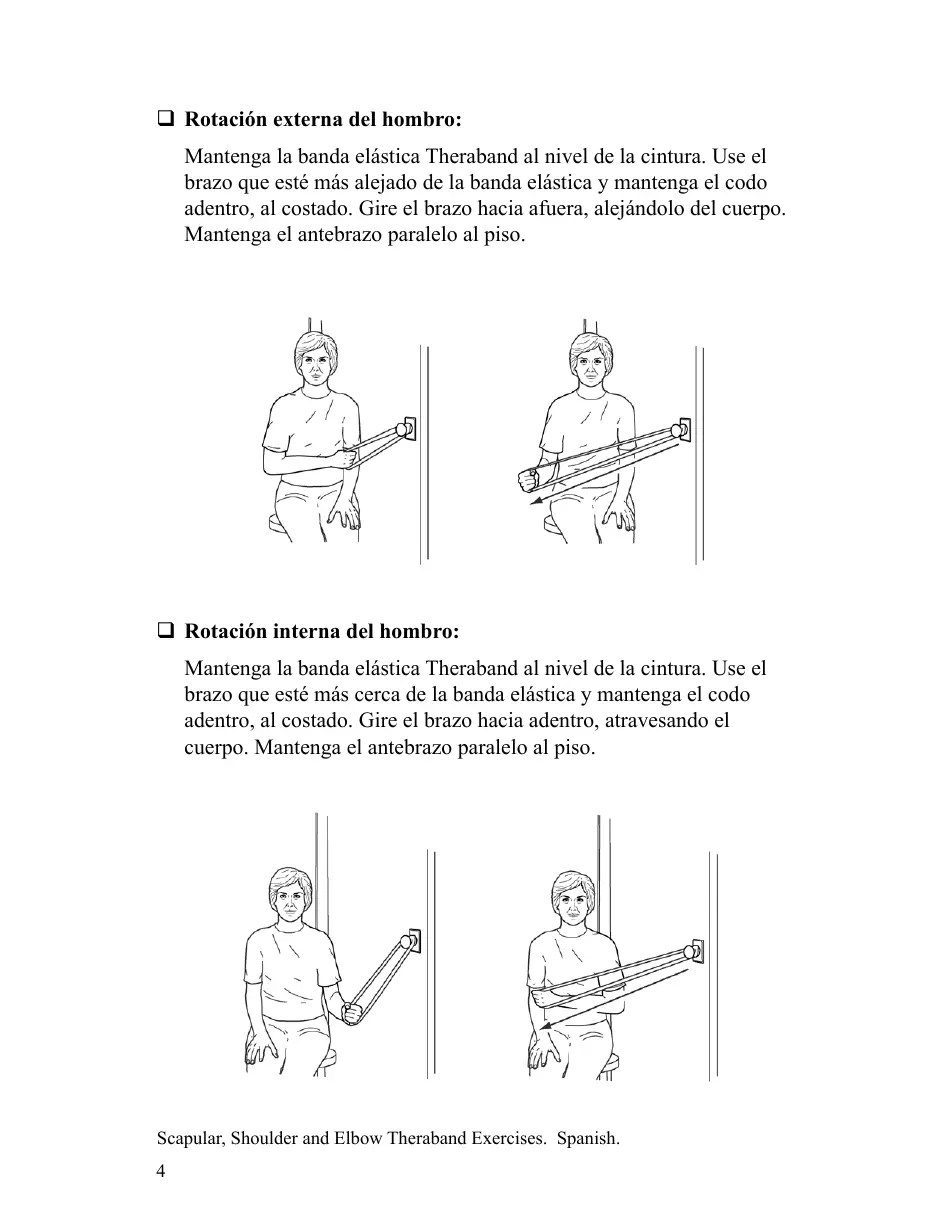 Scapular Shoulder and Elbow Theraband Exercise Chart Download Printable