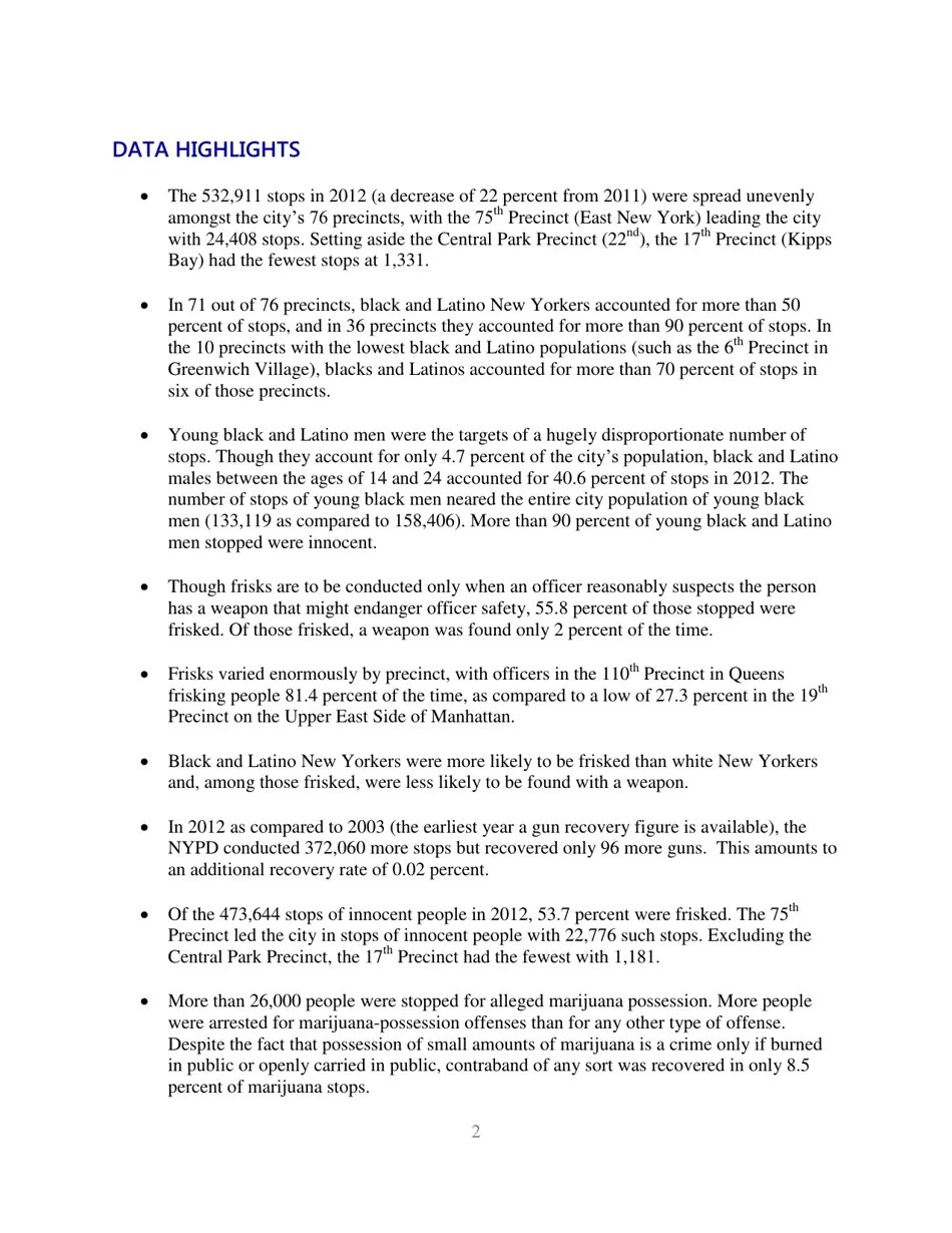 2012 StopAndFrisk Report New York Civil Liberties Union (Nyclu