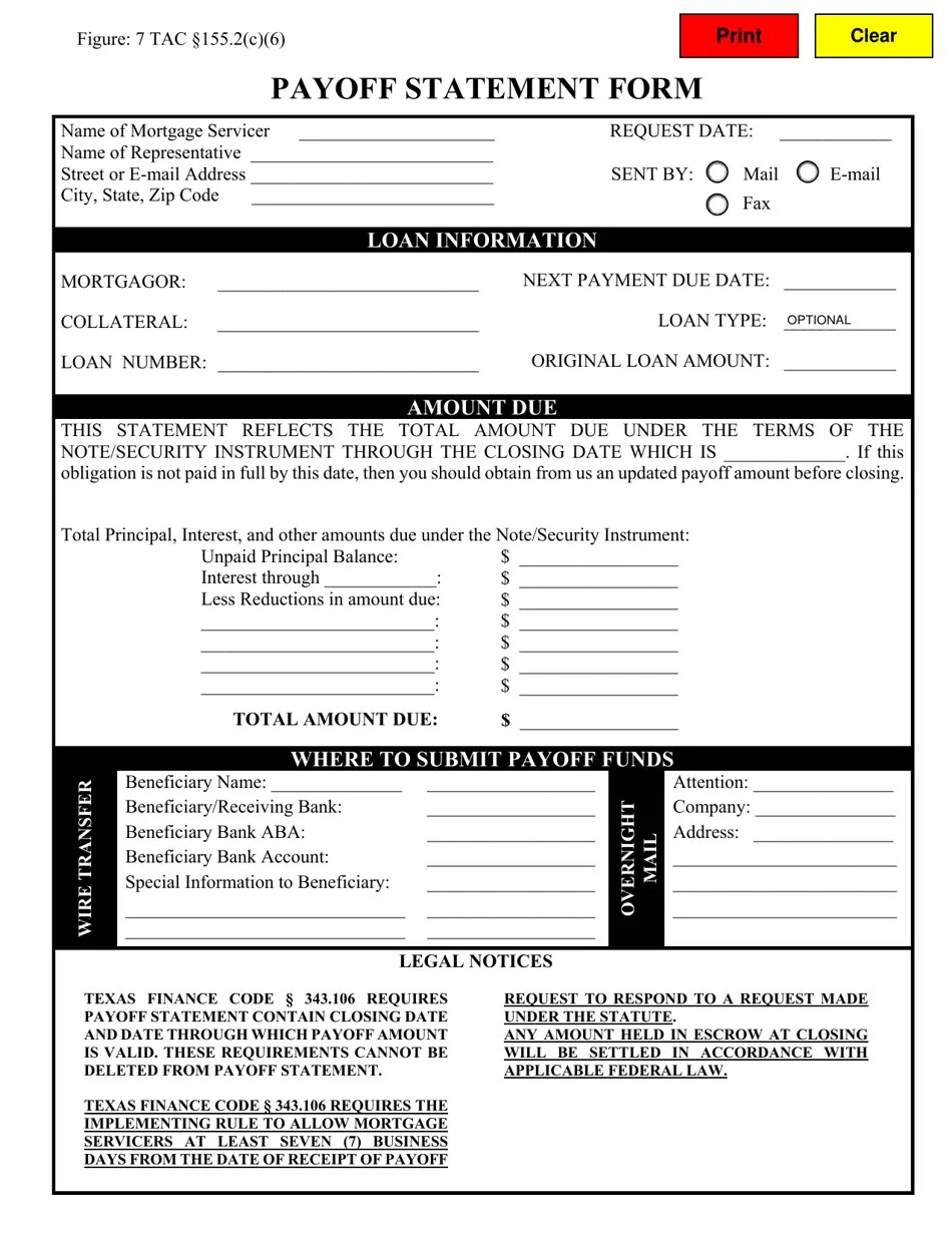 Texas Payoff Statement Form Fill Out, Sign Online and Download PDF