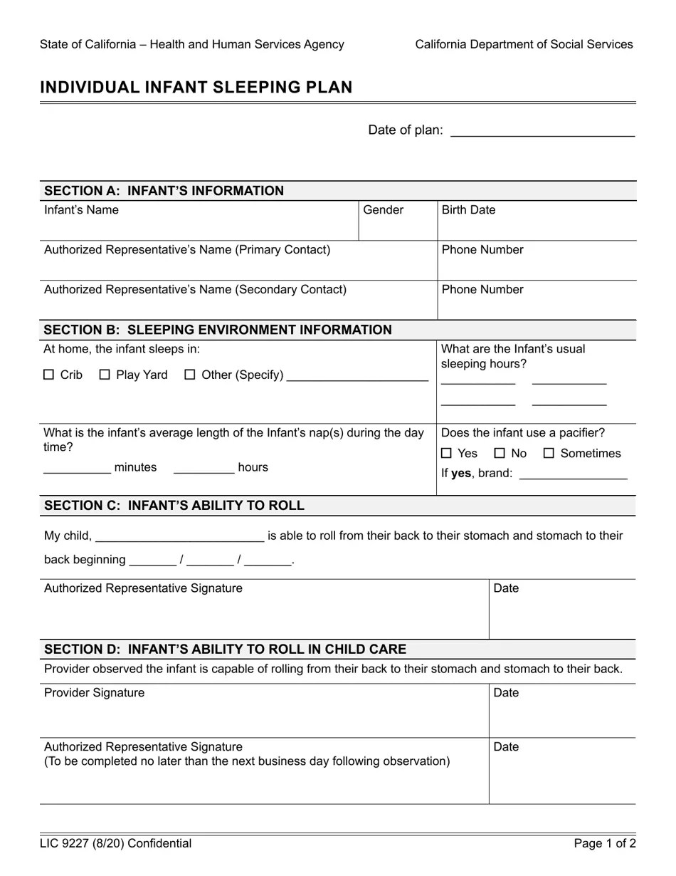 Form LIC9227 Fill Out, Sign Online and Download Fillable PDF