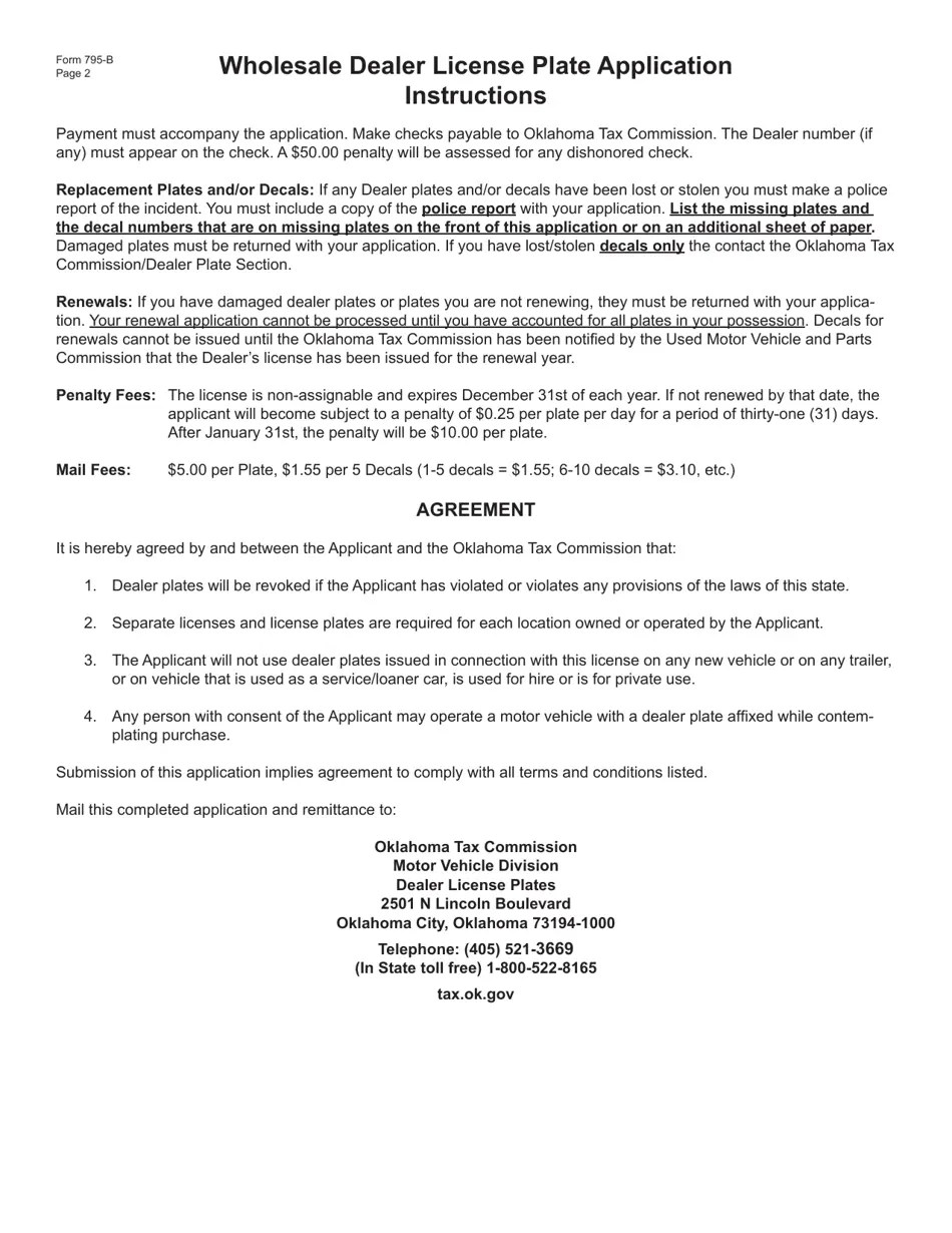 Form 795B Download Fillable PDF or Fill Online Wholesale Dealer