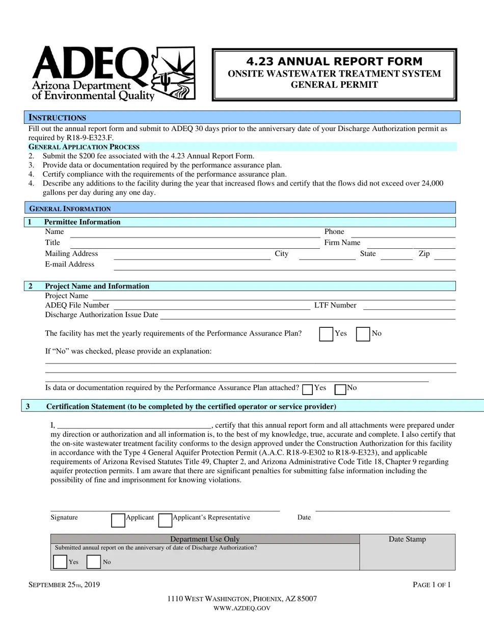 Arizona 4.23 Annual Report Form Fill Out, Sign Online and Download