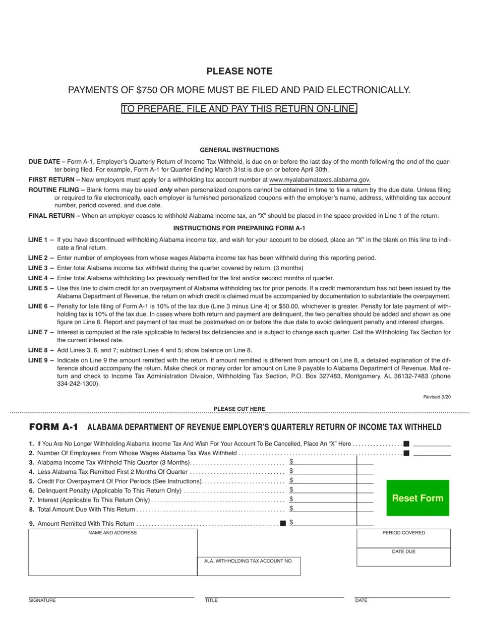 Form A1 Download Fillable PDF or Fill Online Employer's Quarterly