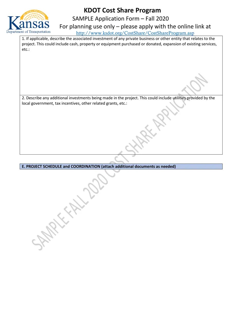 2020 Kansas Kdot Cost Share Program Application Form Fill Out, Sign