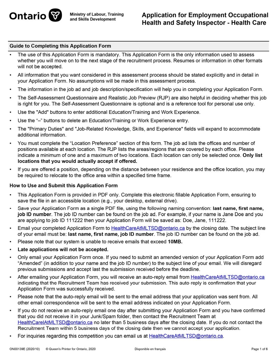 Form ON00139E Fill Out, Sign Online and Download Fillable PDF