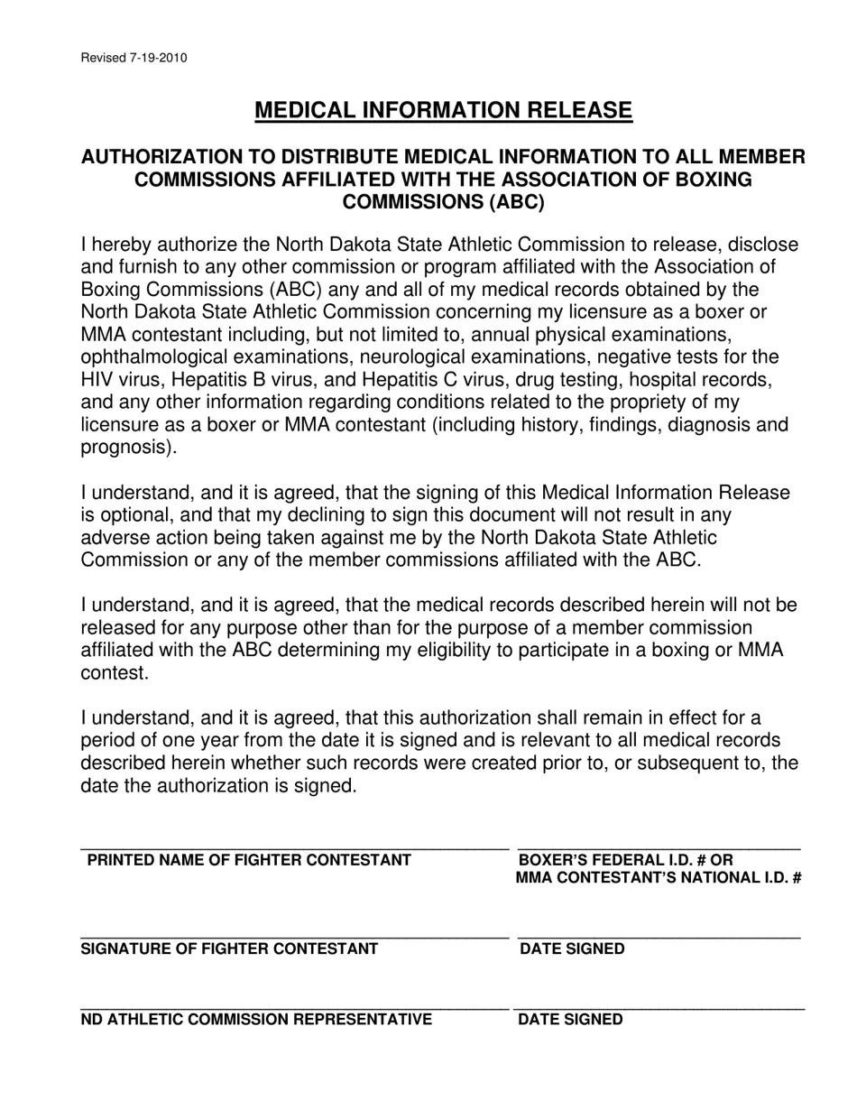 North Dakota Medical Information Release Fill Out, Sign Online and Download PDF Templateroller