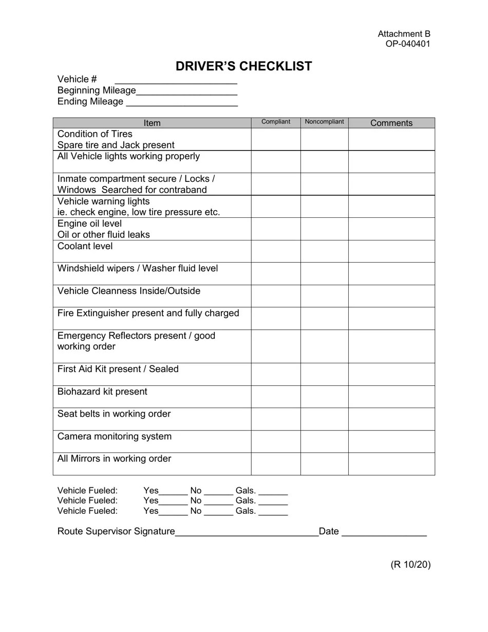 Form OP040401 Attachment B Download Printable PDF or Fill Online