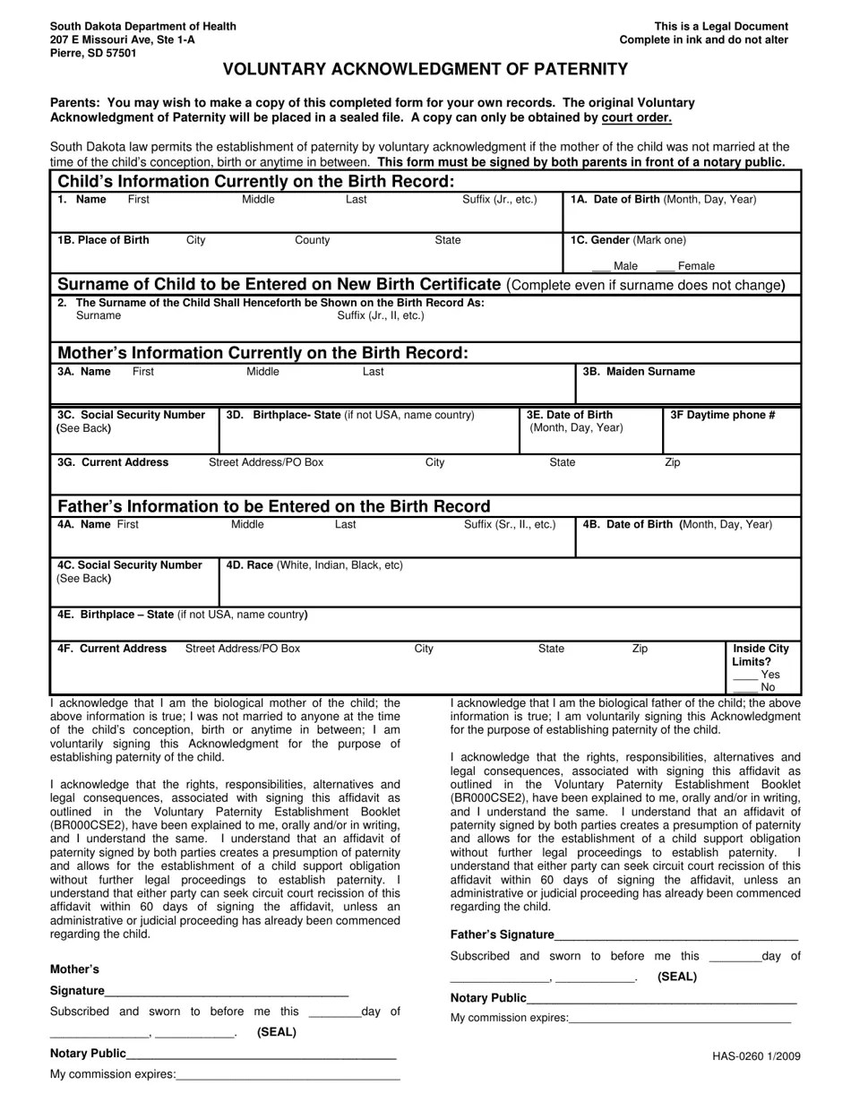 Form HAS0260 Fill Out, Sign Online and Download Printable PDF, South