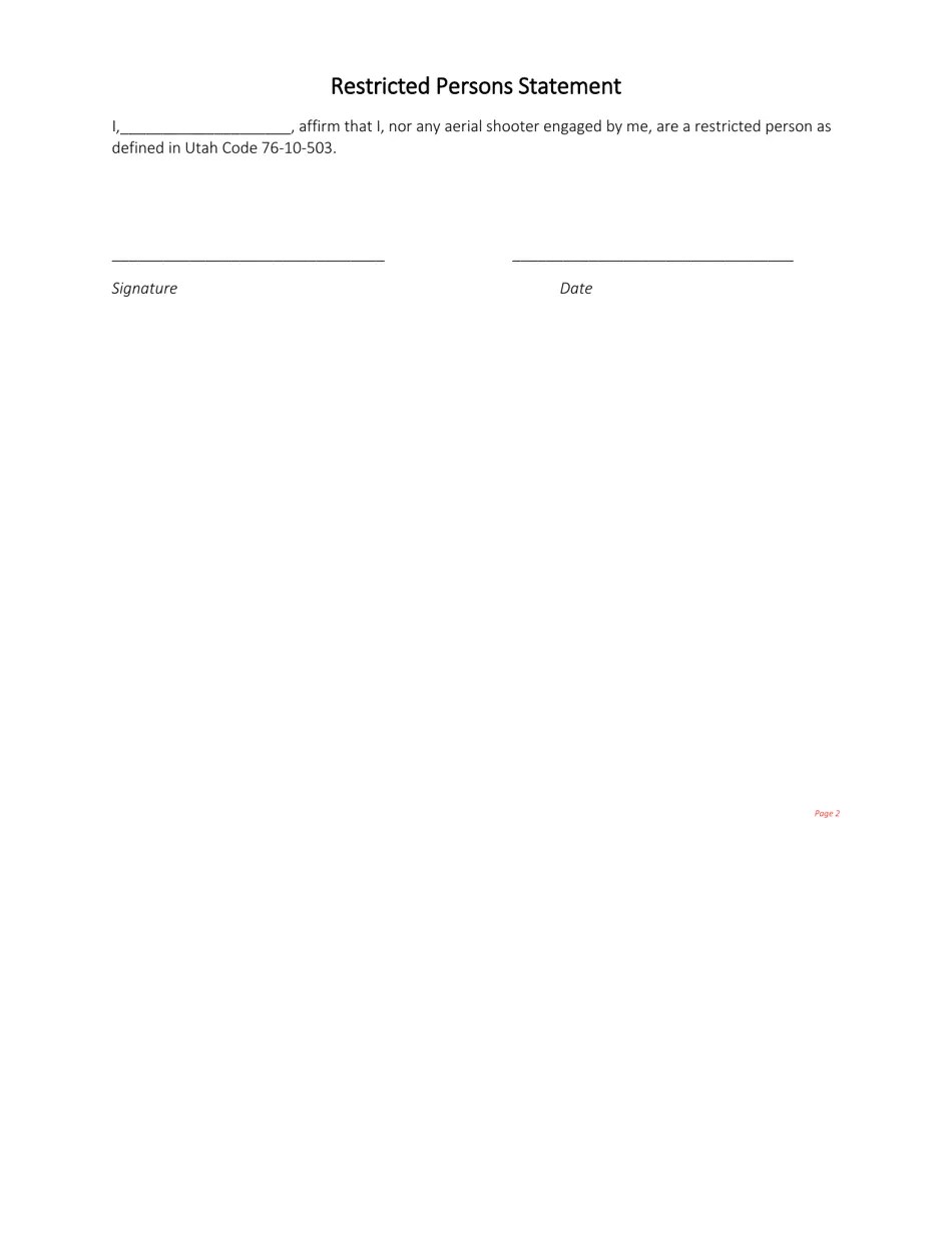 Utah Aerial Hunting Permit Fill Out, Sign Online and Download PDF