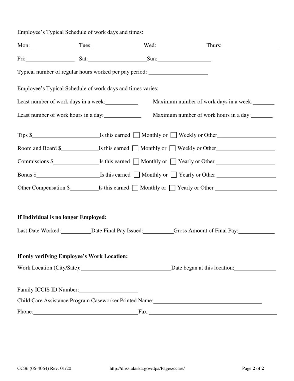 Form CC36 Fill Out, Sign Online and Download Printable PDF, Alaska