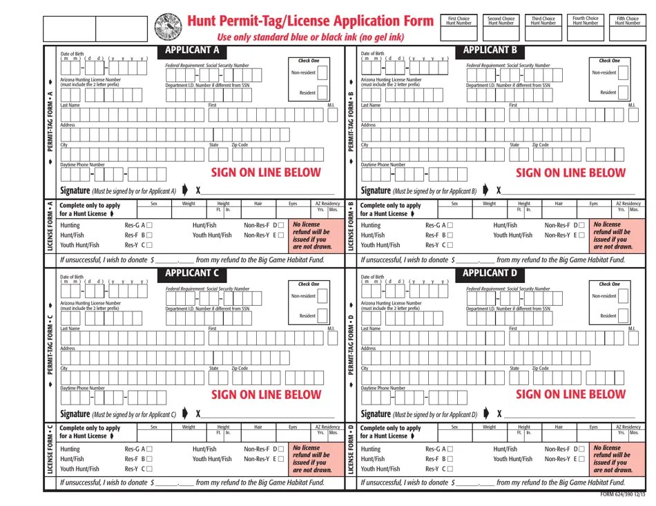 Form 624/390 Fill Out, Sign Online and Download Printable PDF, Arizona Templateroller