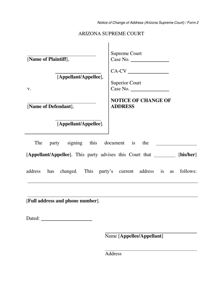 Form 2 Fill Out, Sign Online and Download Printable PDF, Arizona