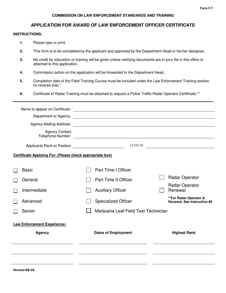 Form F7 Fill Out, Sign Online and Download Fillable PDF, Arkansas