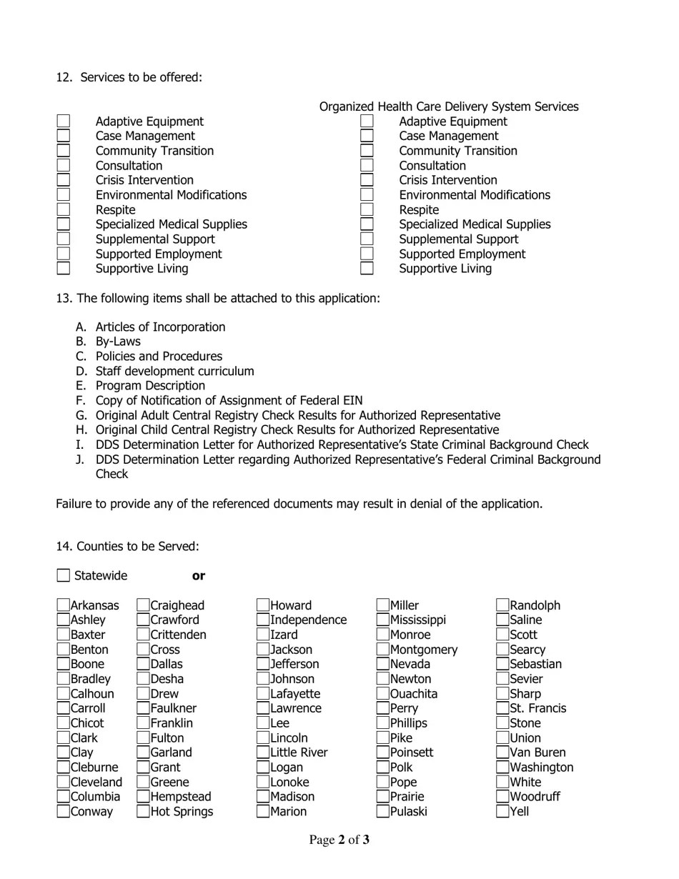 Arkansas Alternative Community Service Waiver Provider Certification