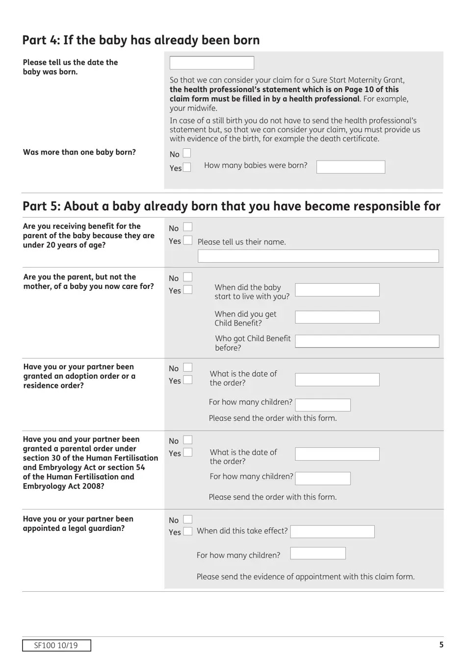 Form SF100 Fill Out, Sign Online and Download Fillable PDF, United