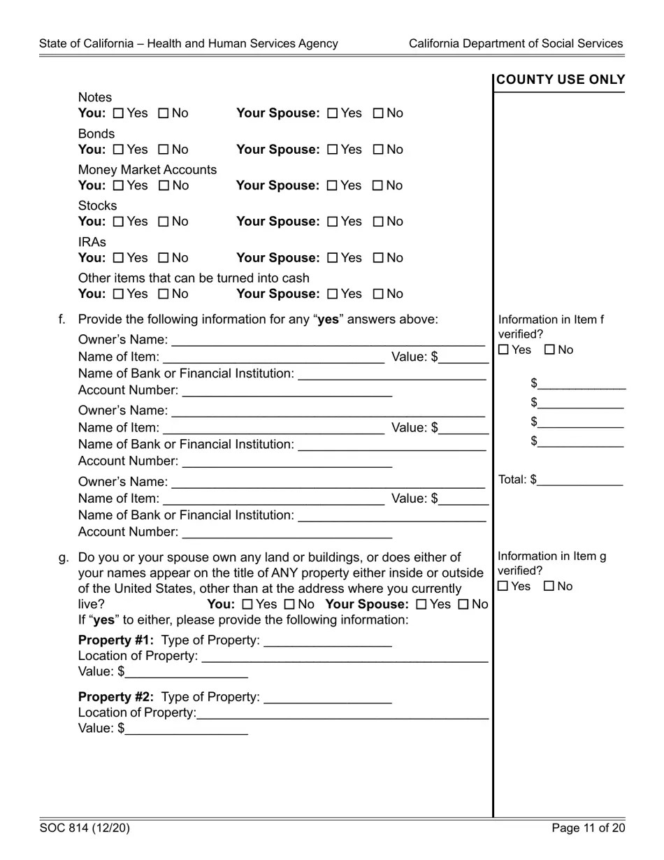 Form SOC814 Download Fillable PDF or Fill Online Statement of Facts Cash Assistance Program for