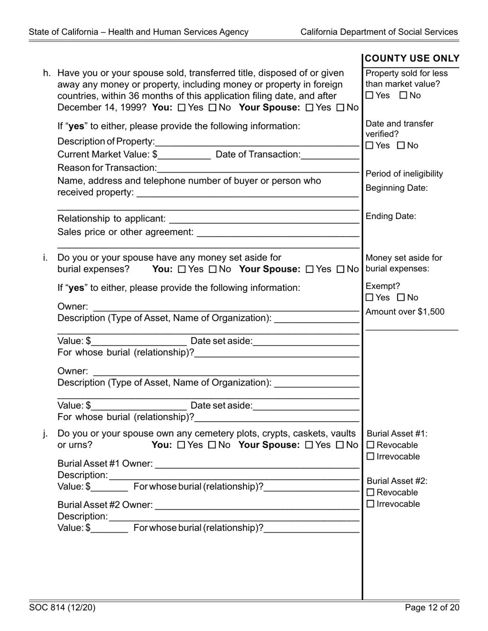 Form SOC814 Download Fillable PDF or Fill Online Statement of Facts Cash Assistance Program for