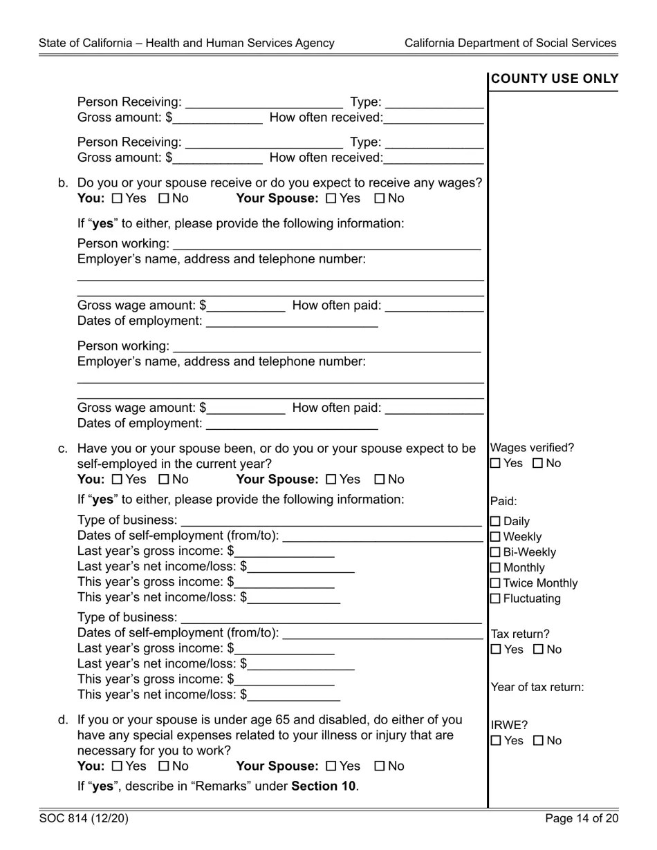Form SOC814 Download Fillable PDF or Fill Online Statement of Facts Cash Assistance Program for