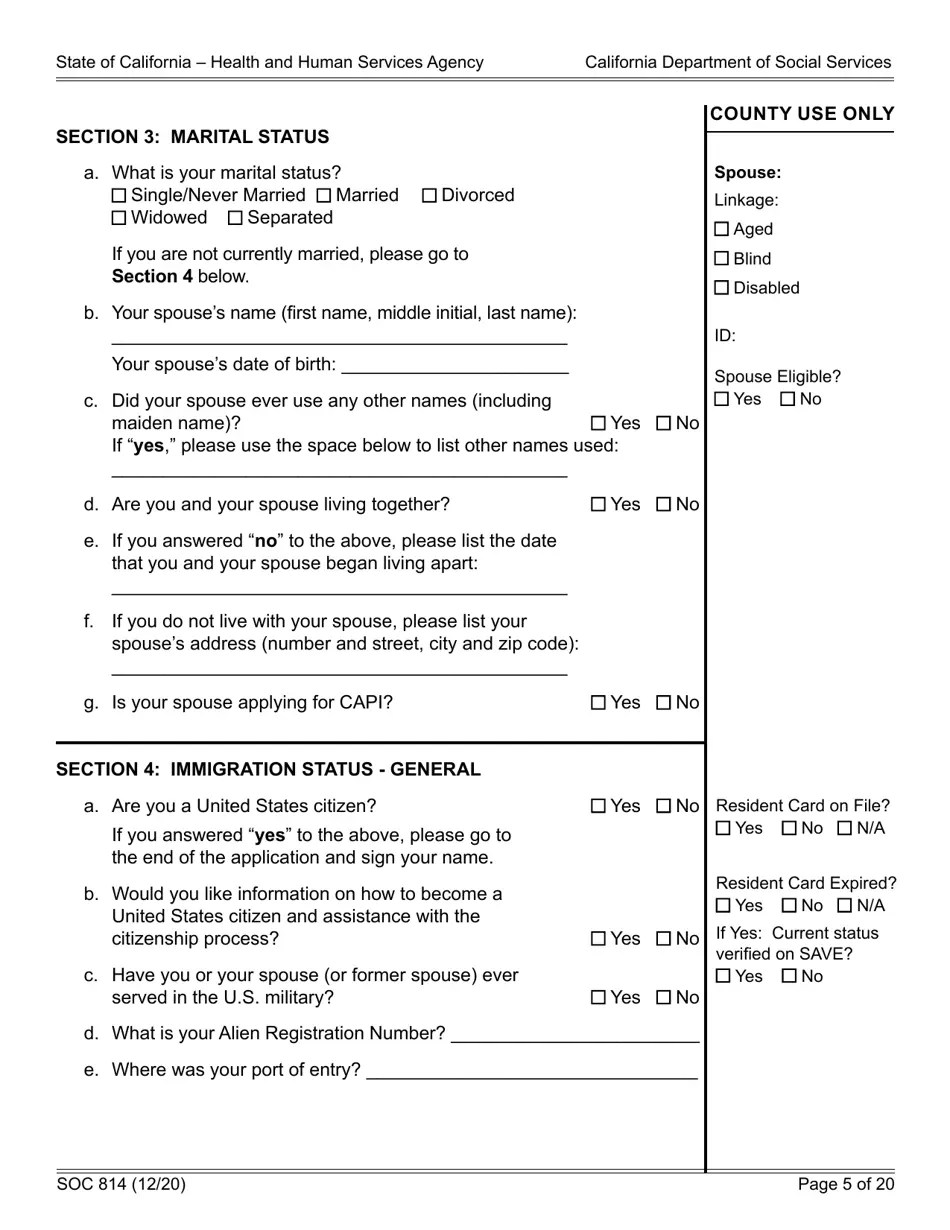 Form SOC814 Download Fillable PDF or Fill Online Statement of Facts Cash Assistance Program for