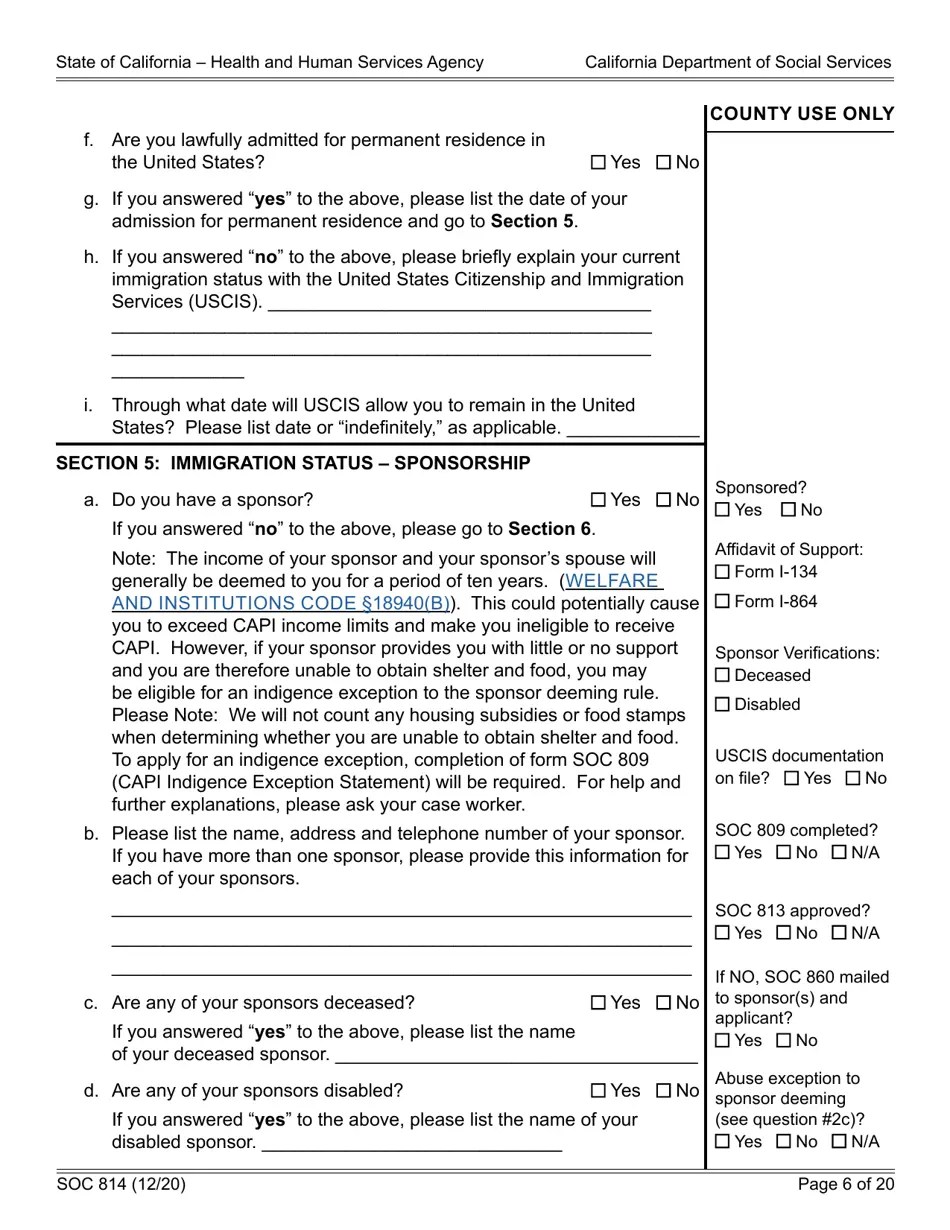 Form SOC814 Download Fillable PDF or Fill Online Statement of Facts Cash Assistance Program for