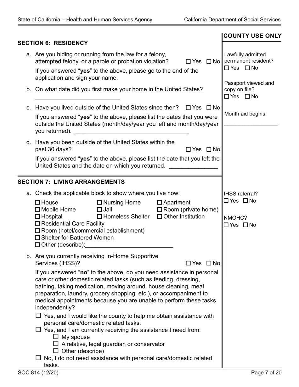 Form SOC814 Download Fillable PDF or Fill Online Statement of Facts Cash Assistance Program for