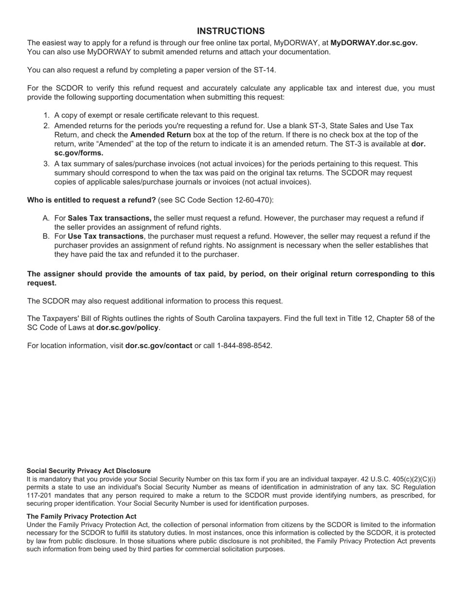 Form ST14 Download Printable PDF or Fill Online Sales & Use Tax Refund