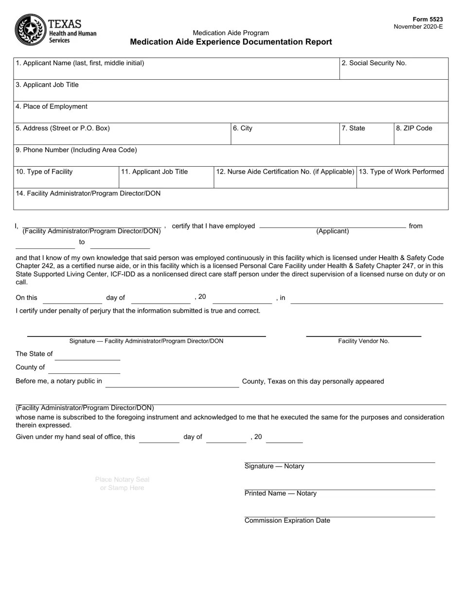 Form 5523 Fill Out, Sign Online and Download Fillable PDF, Texas