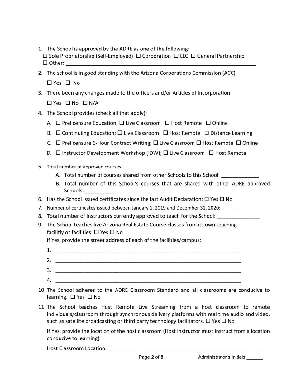 Arizona School Audit Declaration Fill Out, Sign Online and Download