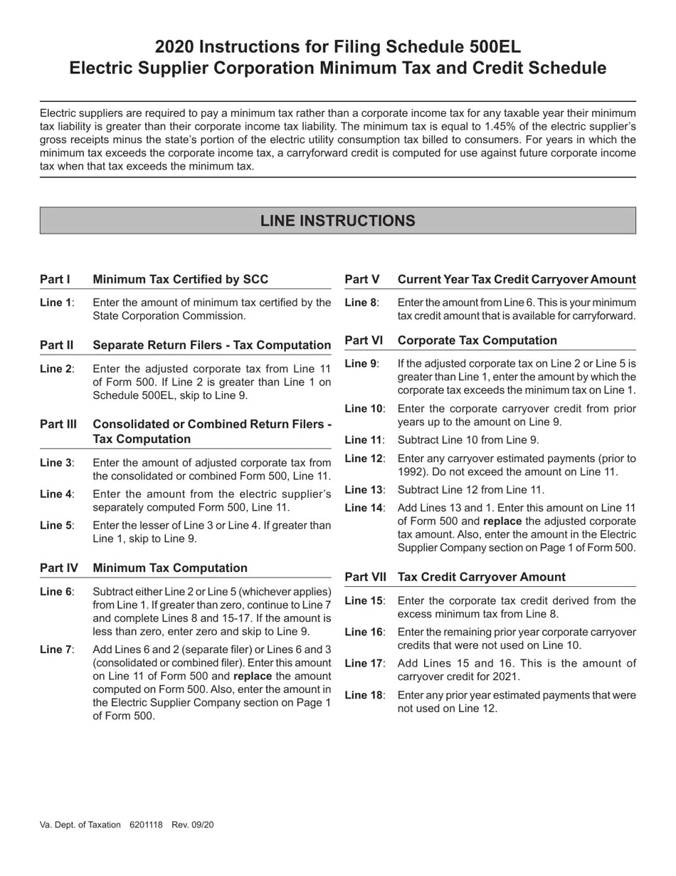 Download Instructions for Schedule 500EL Electric Supplier Corporation