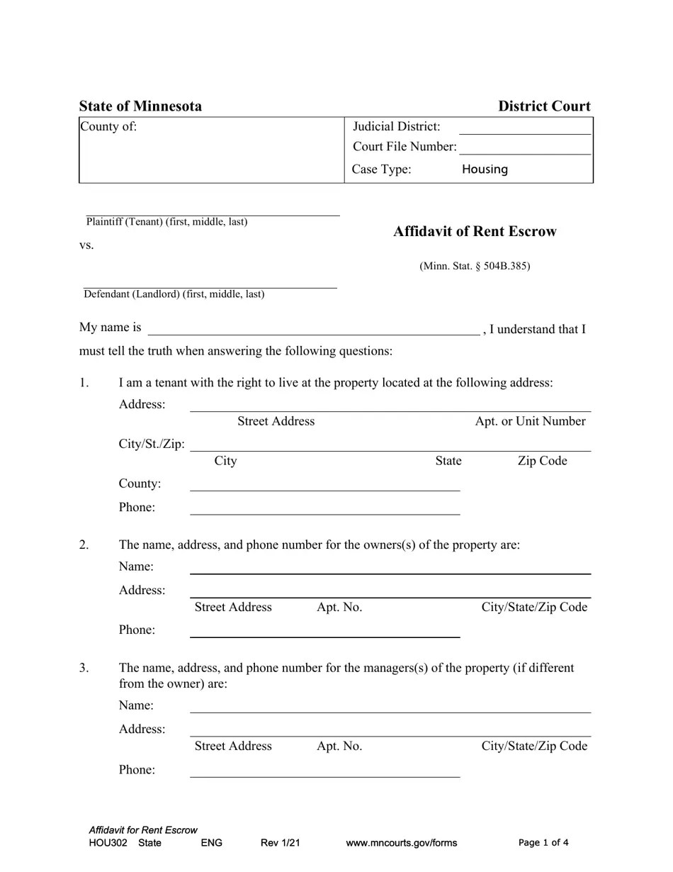 Form HOU302 Fill Out, Sign Online and Download Fillable PDF