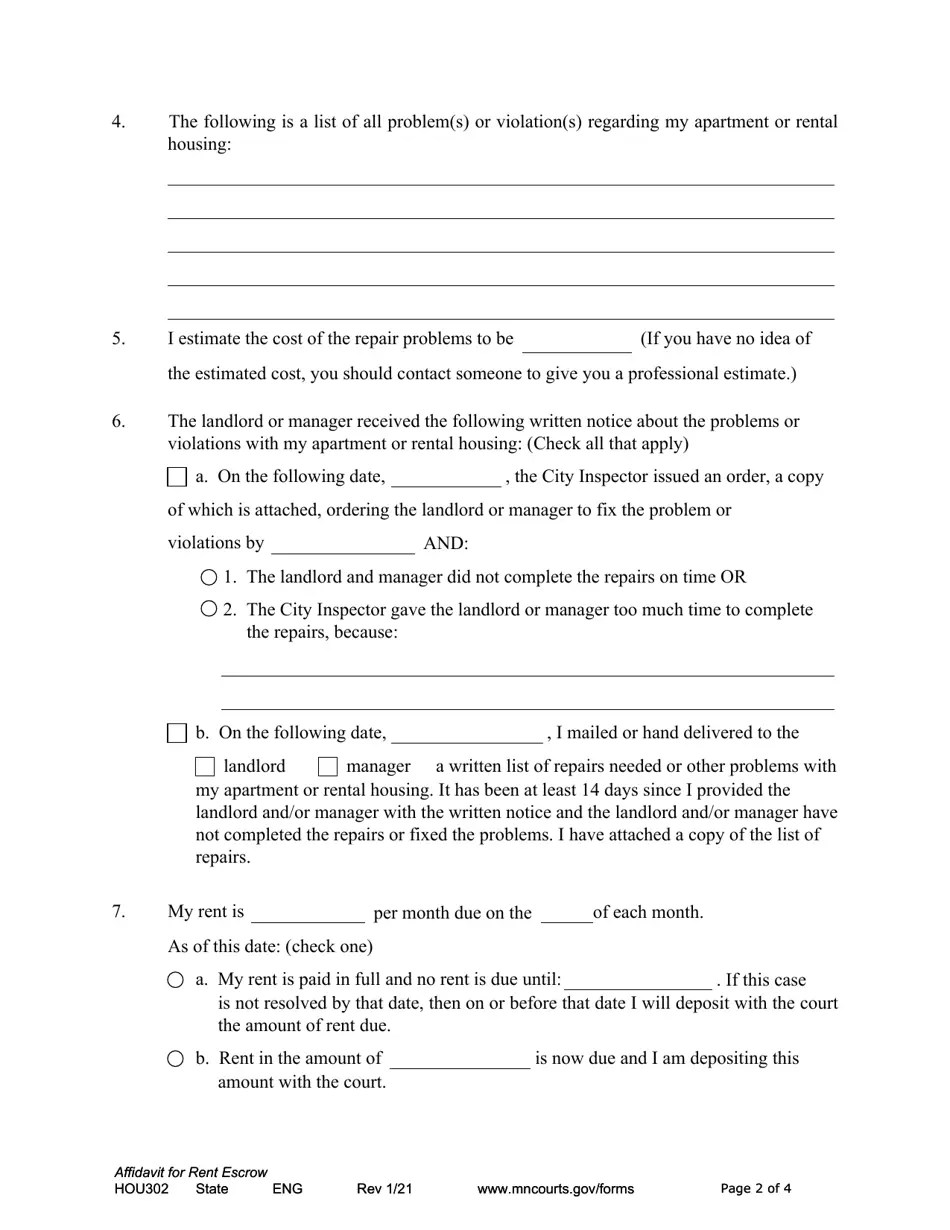 Form HOU302 Fill Out, Sign Online and Download Fillable PDF