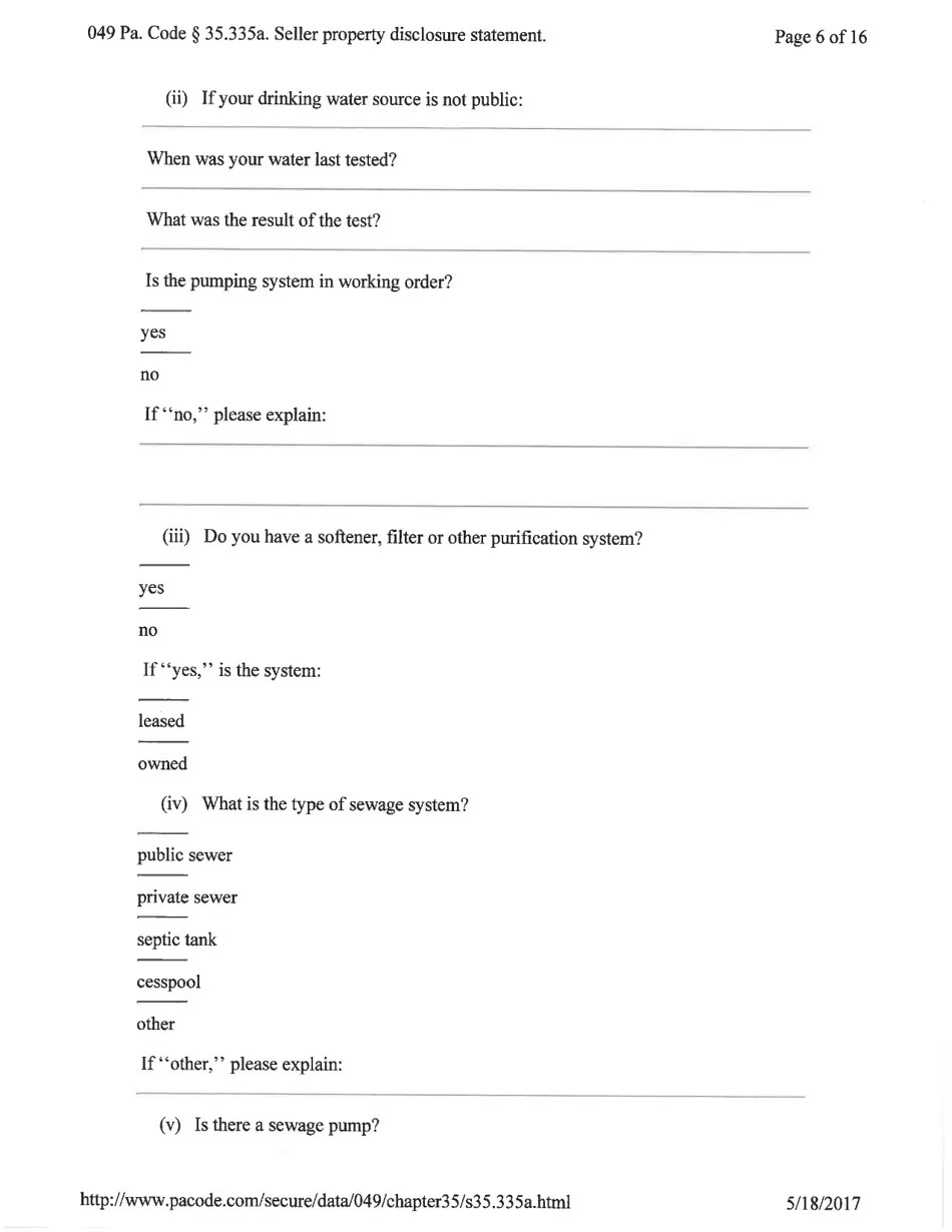 Pennsylvania Seller's Property Disclosure Statement Download Printable