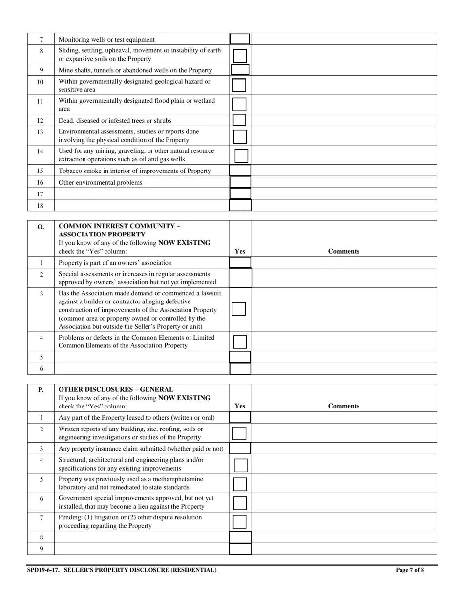 Colorado Seller's Property Disclosure (Residential) Fill Out, Sign