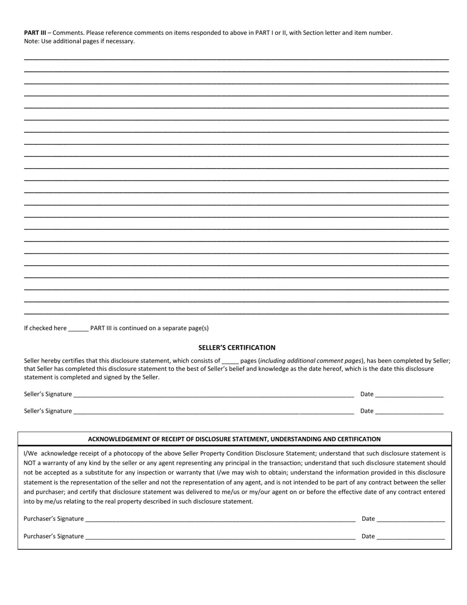 Nebraska Seller Property Condition Disclosure Statement Residential