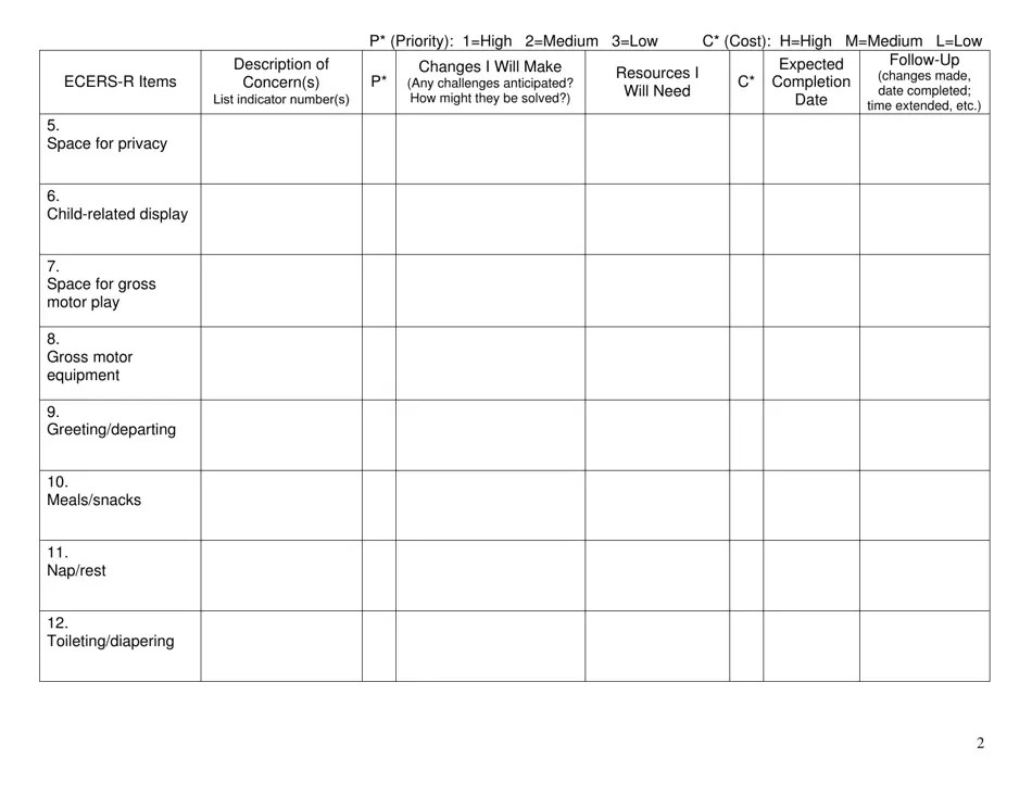 Iowa Early Childhood Environment Rating Scale EcersR Fill Out
