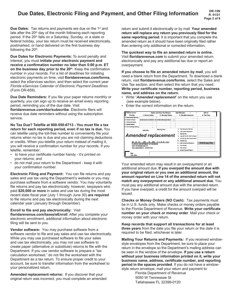 Download Instructions for Form DR15 Sales and Use Tax Return PDF