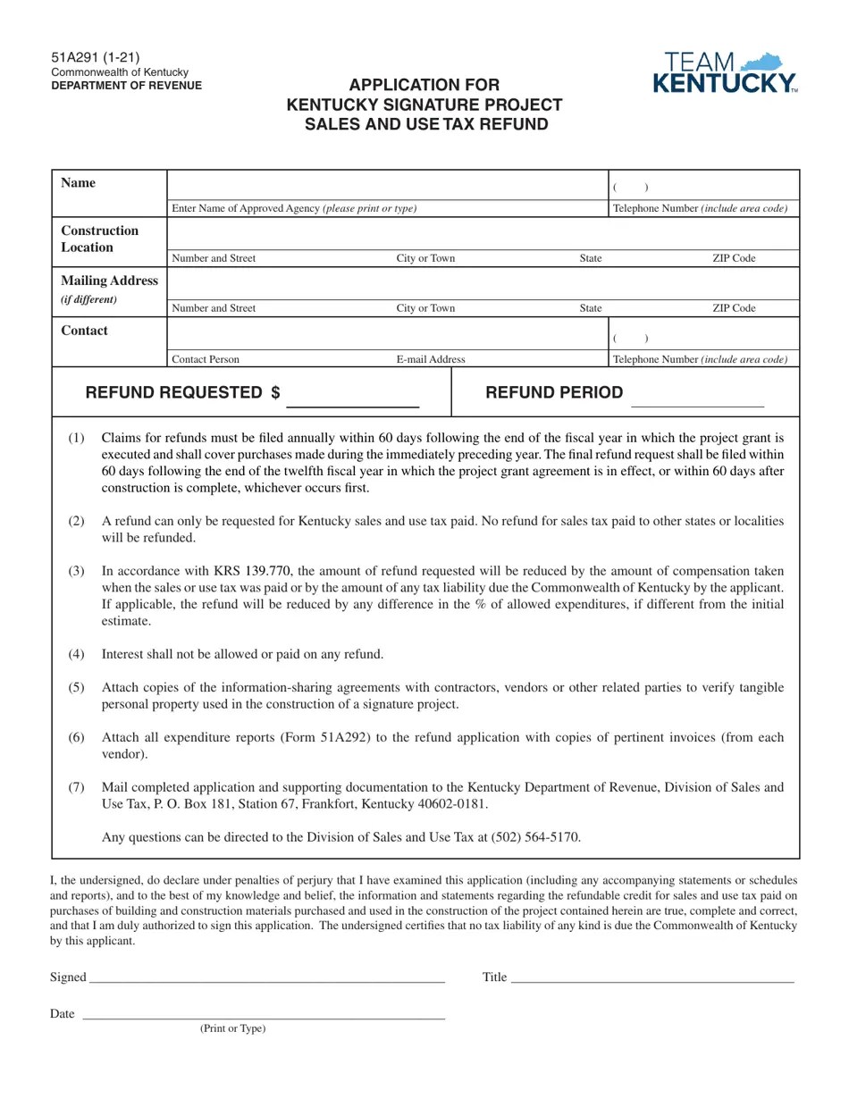 Form 51A291 Download Printable PDF or Fill Online Application for